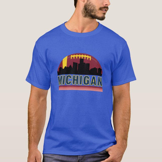 Vintage Retro Michigan Siluett T Shirt (Framsida)