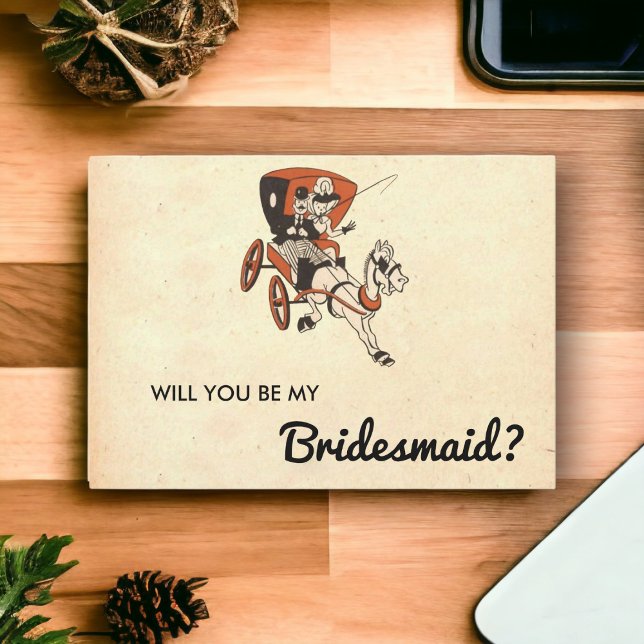 Vintage Retro Mid Century Modern Bridesmaid Card Inbjudningar (Skapare uppladdad)