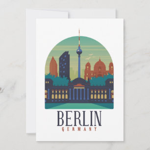 Vintage Retro Minimal Berlin Tyskland Silhuett Inbjudningar