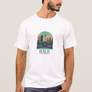 Vintage Retro Minimal Berlin Tyskland Silhuett T Shirt