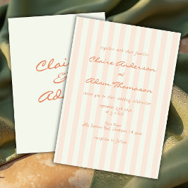 Vintage Retro Minimalist Peach Stripes Wedding  Inbjudningar