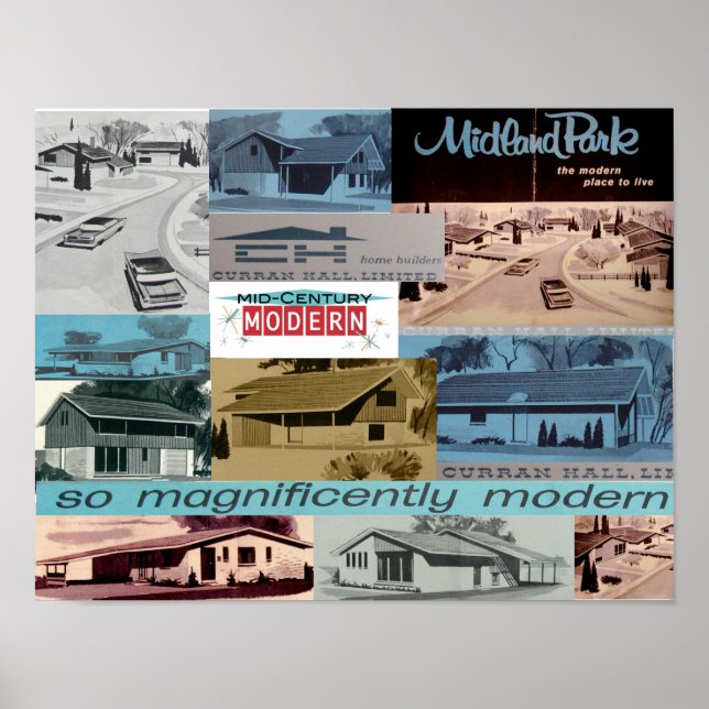 Vintage Retro Modern Houses Poster (Framsidan)
