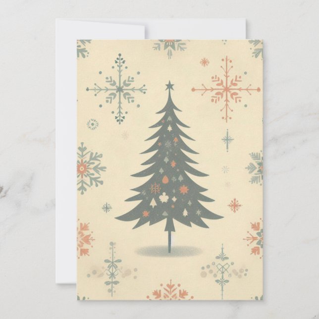 Vintage/Retro modern jul/vinter Julkort (Framsida)