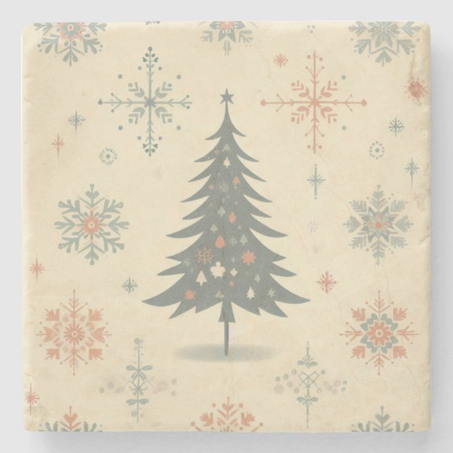 Vintage/Retro modern jul/vinter Stenunderlägg (Framsidan)