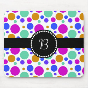 Vintage Retro Monogram färgstark polkapunkt Musmatta