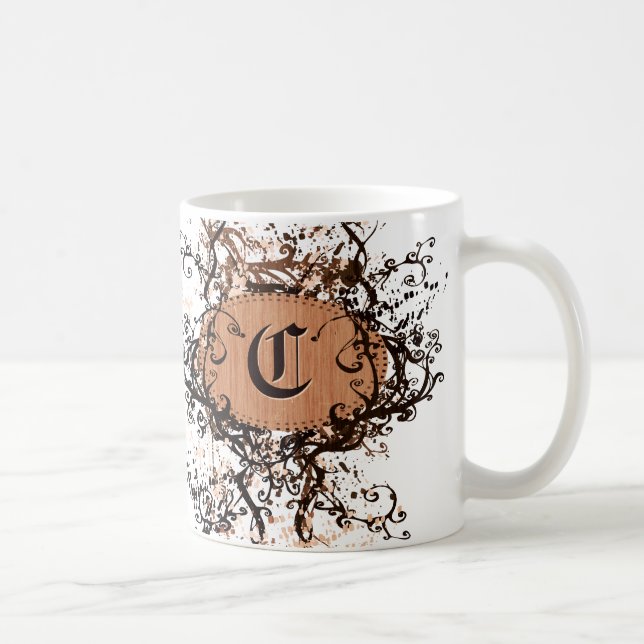 Vintage Retro Mönster Monogram C Kaffemugg (Höger)