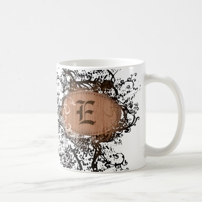 Vintage Retro Mönster Monogram E Kaffemugg (Höger)