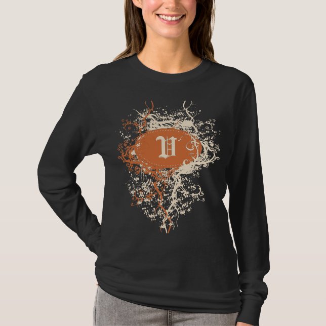 Vintage retro Mönster Monogram V Tröja (Framsida)