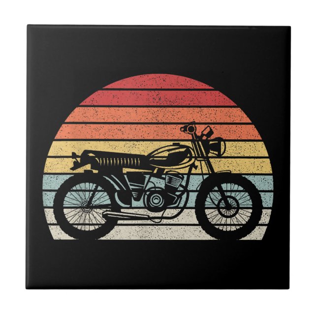Vintage Retro Motorcykel Kakelplatta (Framsidan)