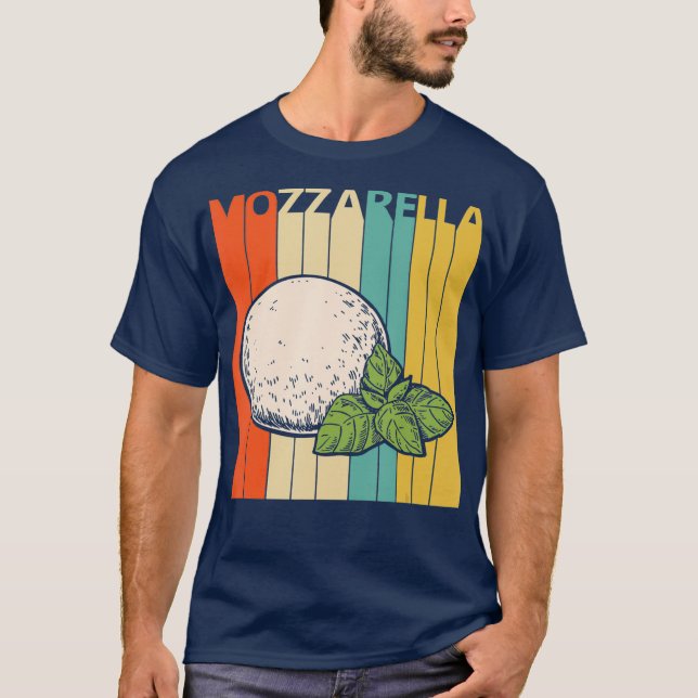 Vintage Retro Mozzarella Cheese T Shirt (Framsida)