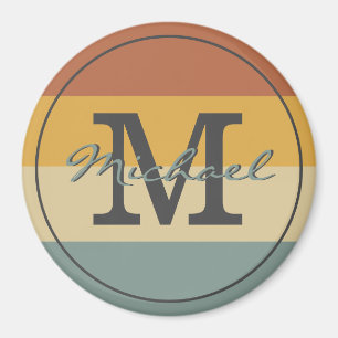 Vintage retro namn initialer personlig magnet