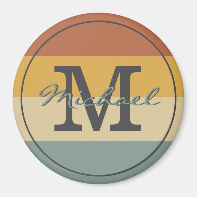 Vintage retro namn initialer personlig magnet (Framsidan)