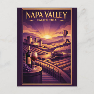 Vintage Retro Napa Valley Kalifornien Vykort för v