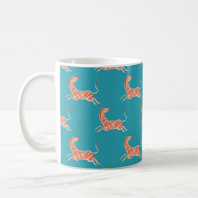 vintage retro neon färg Zebra illustration motif  Kaffemugg (Vänster)