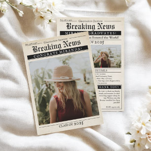 Vintage Retro Newspaper 3 Photos Studenten Meddelande