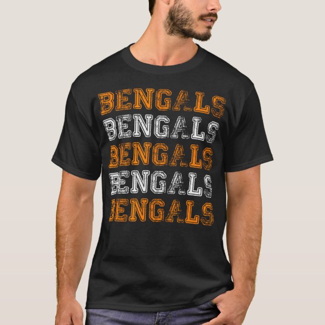Vintage Retro Novelty Bengals T Shirt (Framsida)