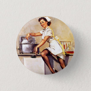 Vintage Retro Nurse Pin Up Girl Knapp
