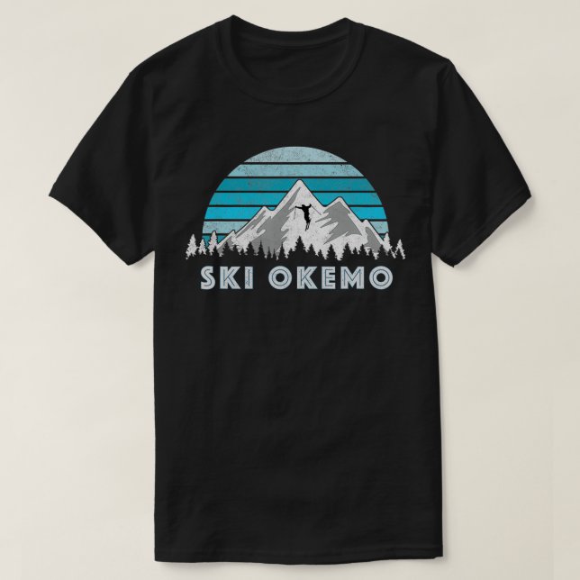 Vintage Retro Okemo Vermont Snö Ski T Shirt (Design framsida)