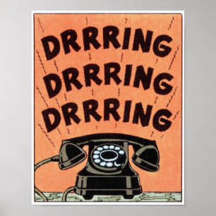 Vintage Retro Old Classic Telefon Ringing Poster