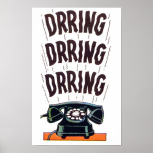 Vintage Retro Old Classic Telefon Ringing Poster