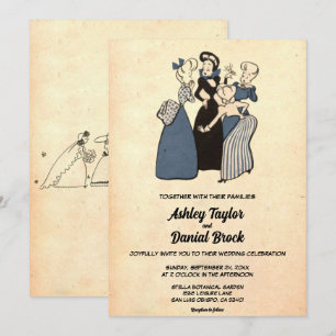 Vintage Retro Old Funny Frieri Rustic Bröllop Inbjudningar