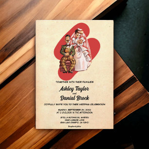 Vintage Retro Old Romantic Couple Rustic Bröllop Inbjudningar