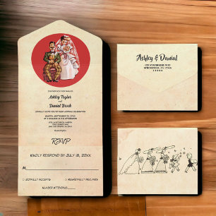 Vintage Retro Old Rustic Couple Snyggt Bröllop