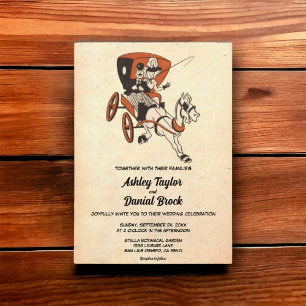 Vintage Retro Old Rustic Couple Snyggt Bröllop Inbjudningar