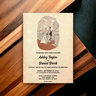 Vintage Retro Old Rustic lite Ceremony Bröllop Inbjudningar
