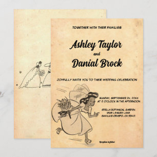 Vintage Retro Old Snyggt Funny 50s Rustic Bröllop Inbjudningar