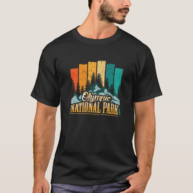 Vintage Retro Olympic nationalpark Washington T Shirt (Framsida)