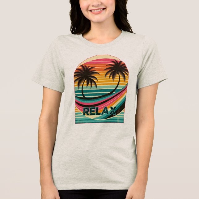 Vintage Retro Palmträdsvibbar T Shirt (Framsida)