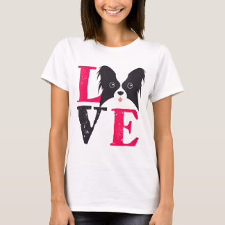 Vintage Retro Papillion Kärlek Cute Rolig hund Äls T Shirt