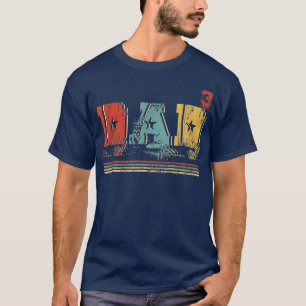 Vintage Retro Pappa 3 Lung Pappa av tre Kids Far T Shirt