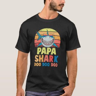 Vintage Retro Pappa Shark Birthday Funny Shark Kär T Shirt