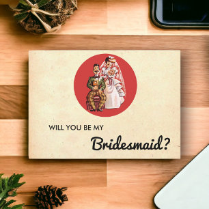 Vintage Retro par Chic Rustic Bridesmaid-kort Inbjudningar