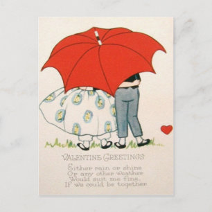 Vintage Retro par under paraplyns Valentinkort Helg Vykort