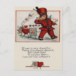 Vintage Retro Parad Leader Hearts Valentine Card Helg Vykort