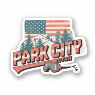 Vintage Retro Park City Utah Bergsgåvor Klistermärken