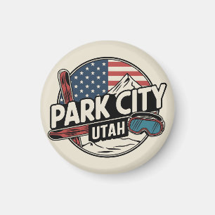 Vintage Retro Park City Utah Bergsgåvor Magnet