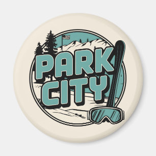Vintage Retro Park City Utah Bergsgåvor Magnet
