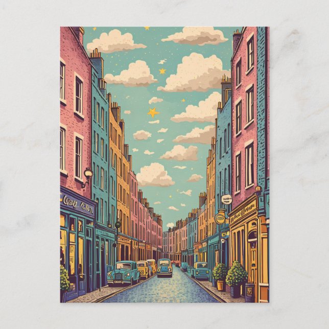 vintage retro pastel Dublin Ireland Vykort (Framsida)