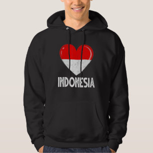 Vintage Retro Patriotic Heart Indonesia Flagga Dis Hoodie