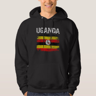 Vintage Retro Patriotic Uganda Flagga Distress Hoodie