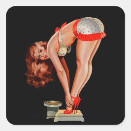 Vintage Retro Peter Driben Pinup Girl on Fyrkantigt Klistermärke
