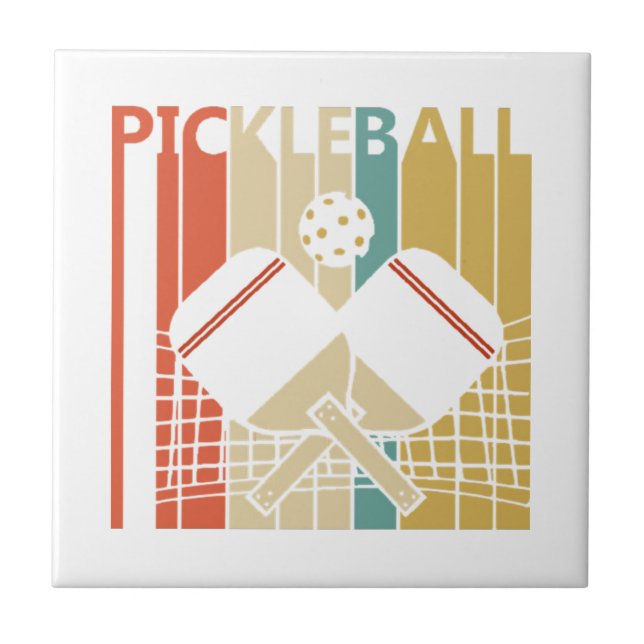 Vintage Retro Pickleball Kakelplatta (Framsidan)