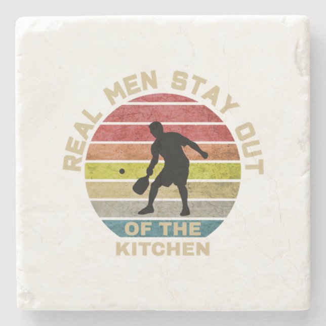 Vintage Retro Pickleball Roligt Stenunderlägg (Framsidan)