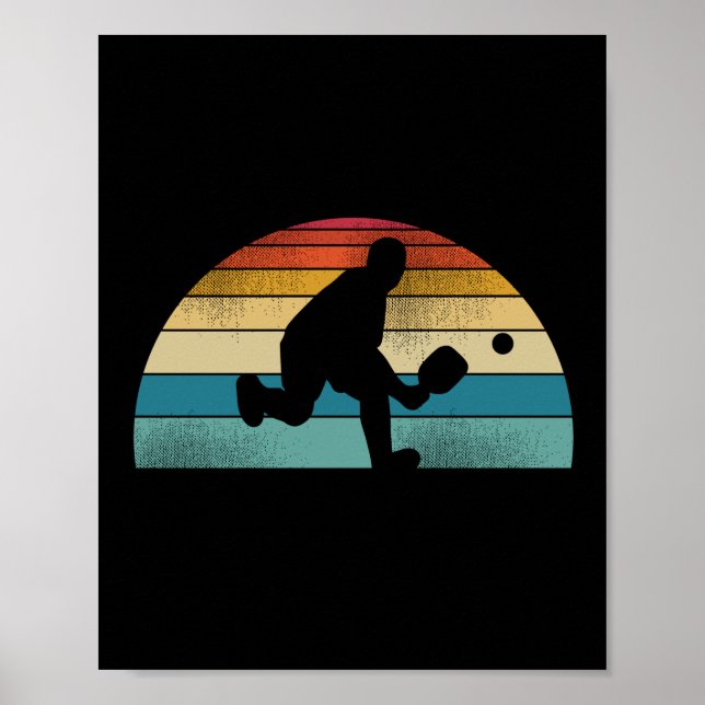 Vintage Retro Pickleball Sunset Poster (Framsidan)