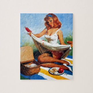 Vintage Retro Picnic Pin Up Girl Pussel