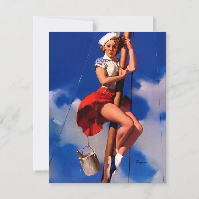 Vintage Retro Pin Up Girl Illustration (Framsida)